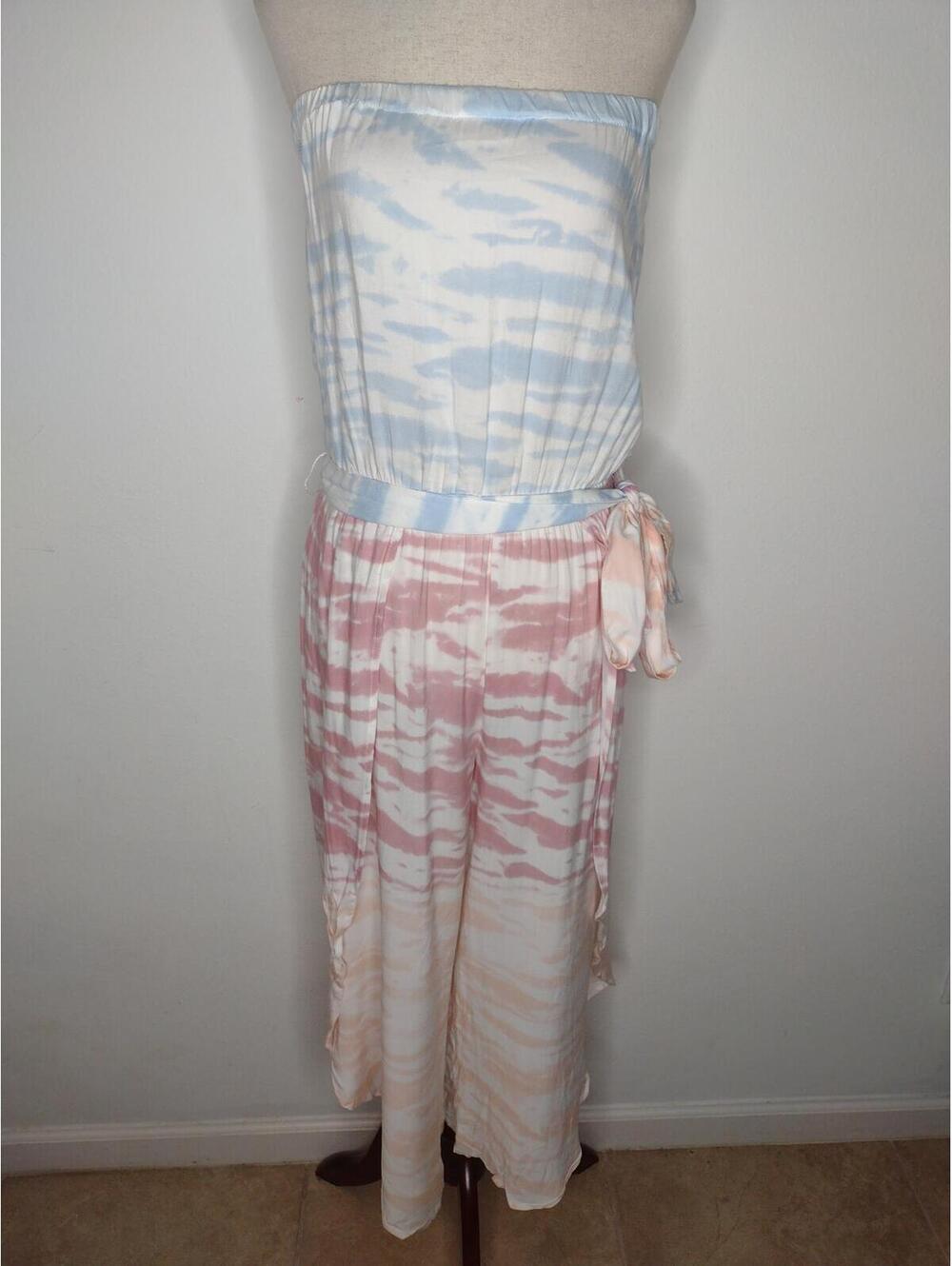 NWOT Ocean Drive Women's Blue/Pink Tie Dye Jumpsuit Size Medium